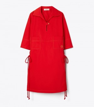 Women's Tory Burch Heart Logo Poplin Shirt Dresses | IFSQWP-963