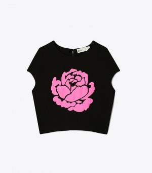 Women's Tory Burch Jersey Crepe Rose Tops & Shirts | DUTHNX-930