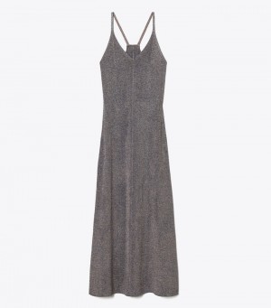 Women's Tory Burch Metallic Knitted Slip Dresses | MHBSQG-581