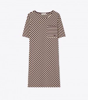 Women's Tory Burch Pocket Stripe T-shirt Dresses | HCUSDF-315