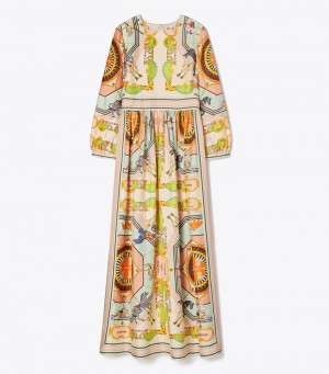 Women's Tory Burch Printed Silk Dresses | YXRNOF-310