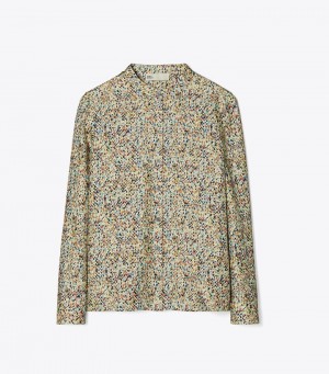 Women's Tory Burch Printed Silk Twill Tops & Shirts | COYDTP-230