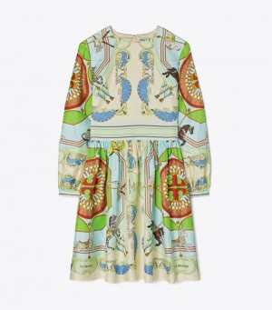 Women's Tory Burch Short Printed Silk Dresses | PLXUQR-947