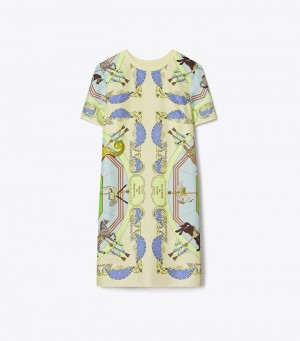 Women's Tory Burch Silk-front T-shirt Dresses | DNVLEK-271