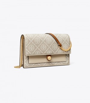 Women's Tory Burch T Monogram Jacquard Wallet Crossbody Mini Bags | RZEIVN-697