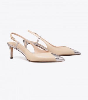 Women's Tory Burch Triangle Slingback Heels | ZOUNWI-814