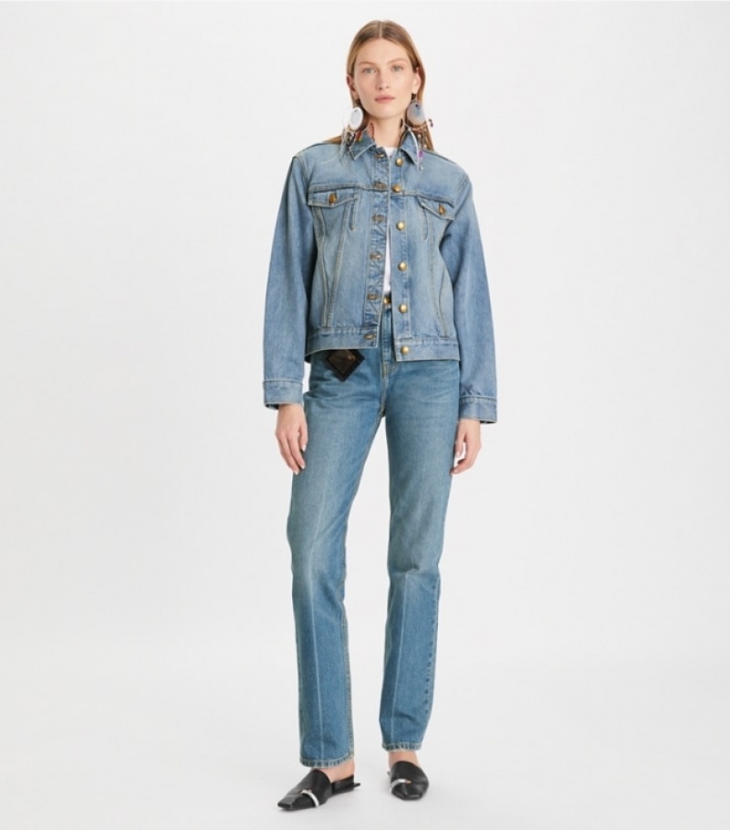 Women's Tory Burch Denim Jackets & Outerwear | BXGKUW-624