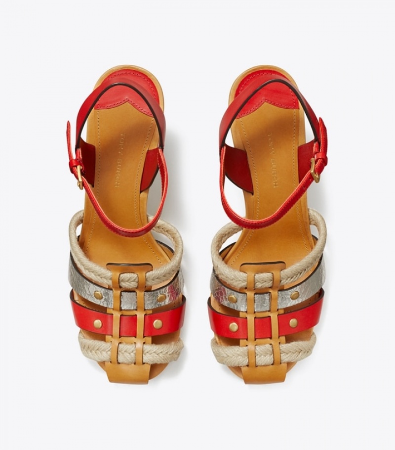 Women's Tory Burch Fisherman Heel Sandals | SCTNVB-264