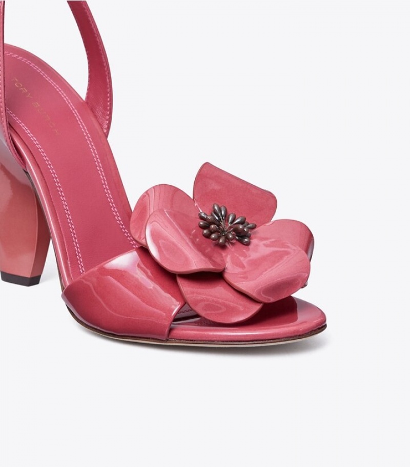 Women's Tory Burch Flower Heeled Sandals | RYZINA-419