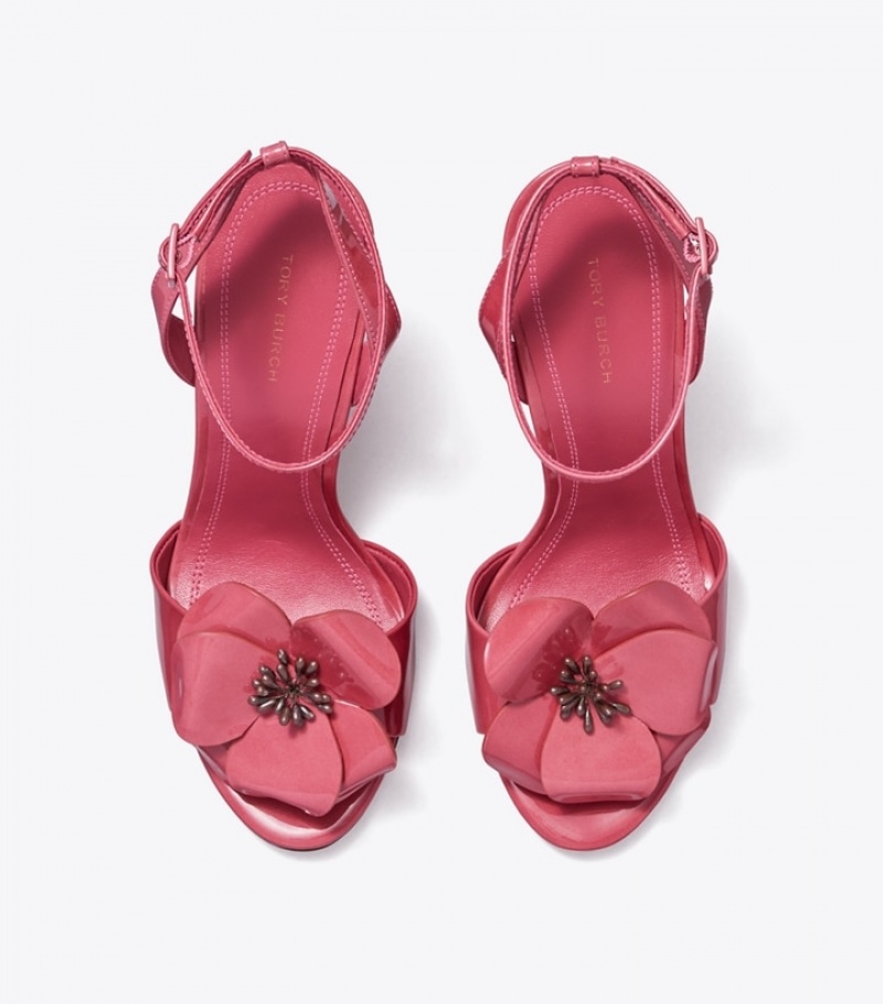 Women's Tory Burch Flower Heeled Sandals | RYZINA-419