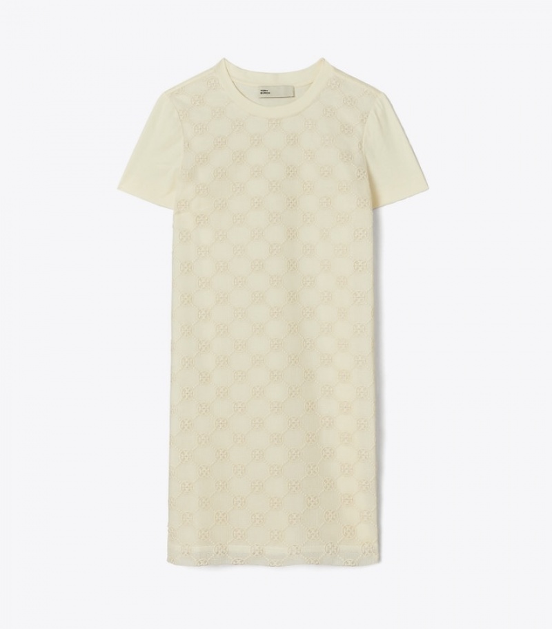 Women\'s Tory Burch Logo Lace T-shirt Dresses | XQAOEV-752