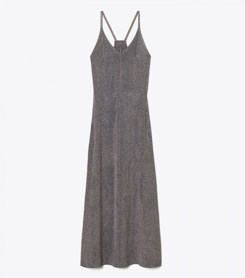 Women\'s Tory Burch Metallic Knitted Slip Dresses | MHBSQG-581