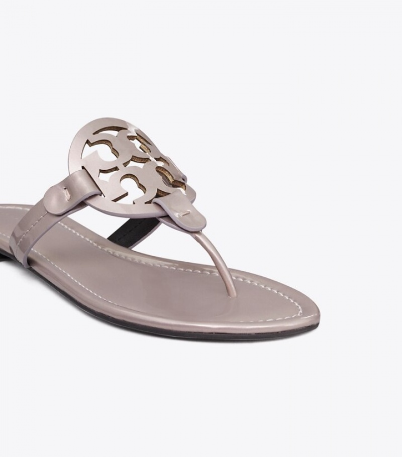 Women's Tory Burch Miller Pearlized Patent Leather Sandals | EQTJBF-703