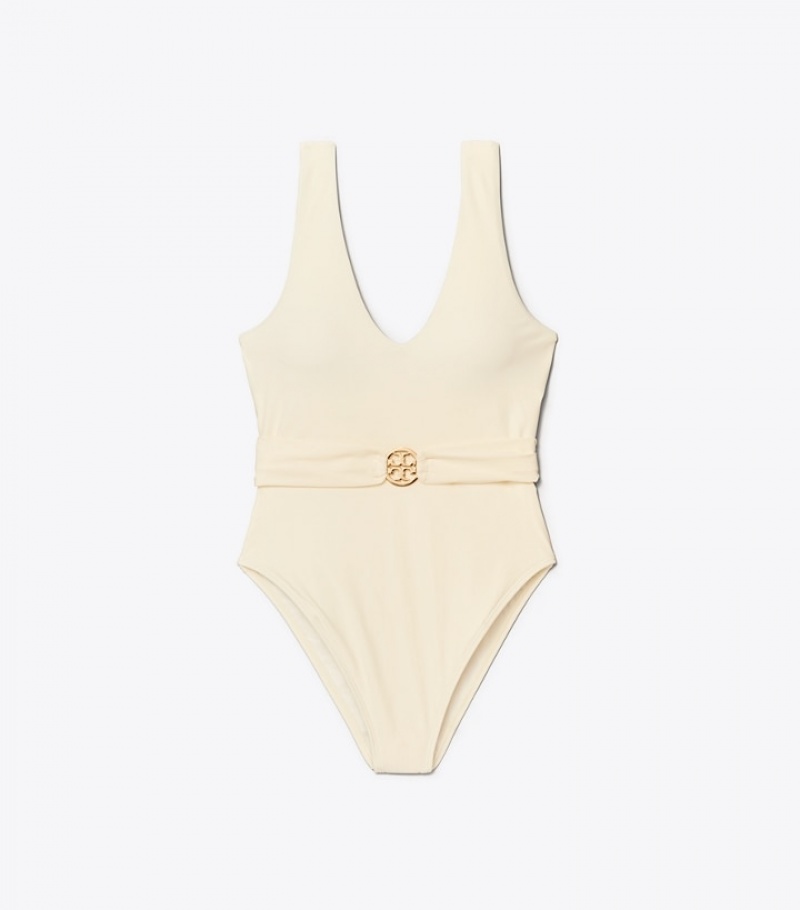 Women\'s Tory Burch Miller Plunge One-piece Swimwear & Cover-Ups | TBKYVN-415