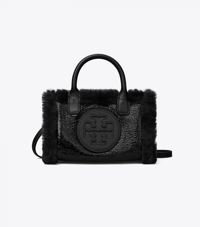 Women's Tory Burch Mini Ella Patent Shearling Tote Bags | KIAOYN-872