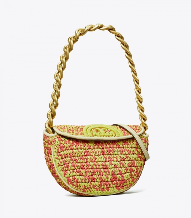 Women\'s Tory Burch Mini Fleming Soft Crochet Crescent Bags | KBPLSH-458