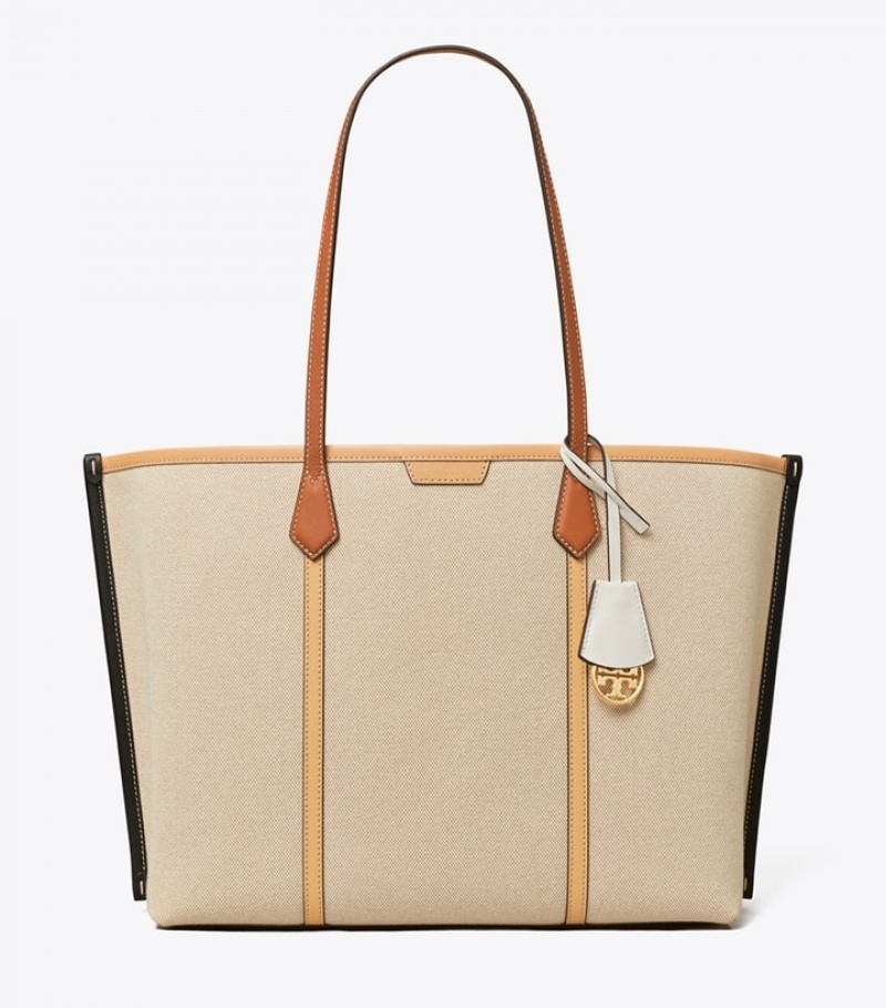 Women's Tory Burch Perry Canvas Triple-compartment Tote Bags | DBWETU-237