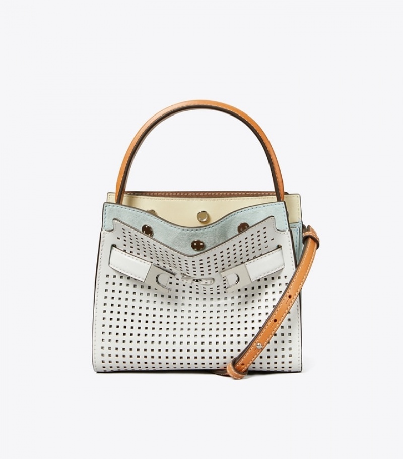 Women's Tory Burch Petite Lee Radziwill Perforated Double Satchel Bags | UGZRFQ-460