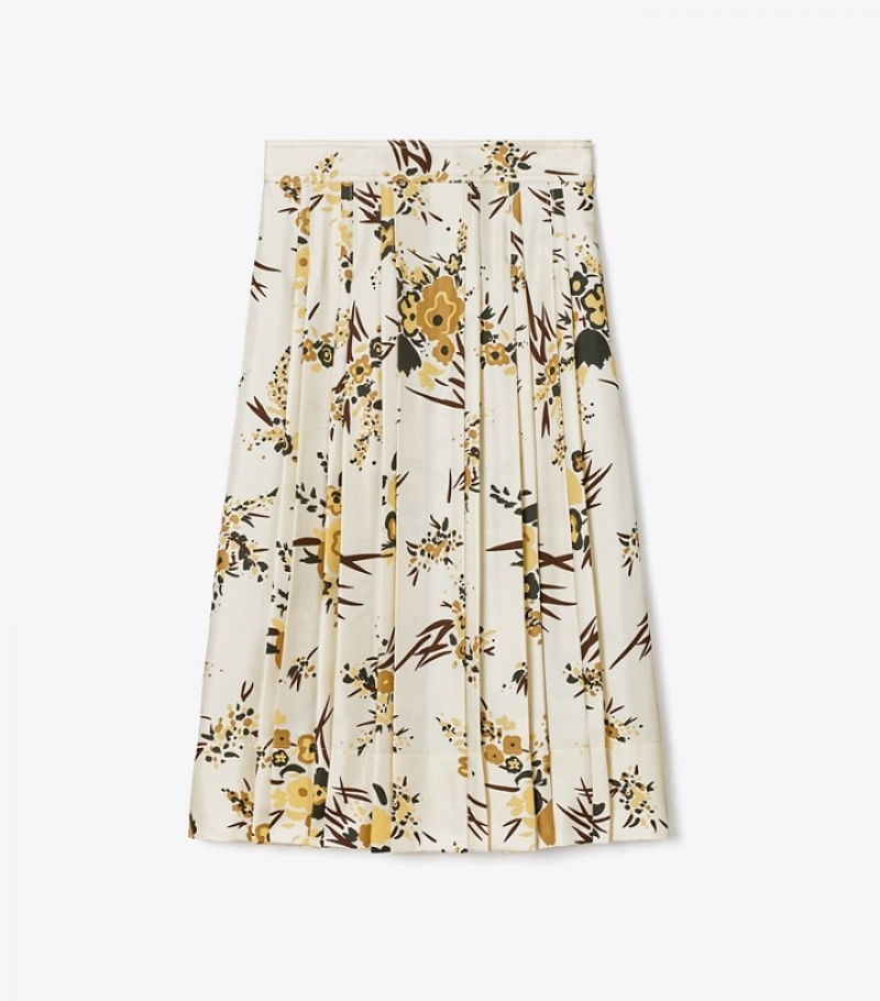 Women\'s Tory Burch Printed Silk Pleated Skirts | DIGYEQ-138