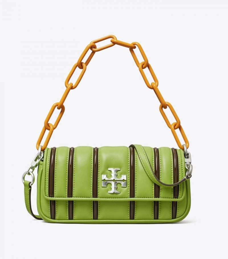 Women's Tory Burch Small Kira Bombé Stripe Flap Shoulder Bags | CMQTGV-349