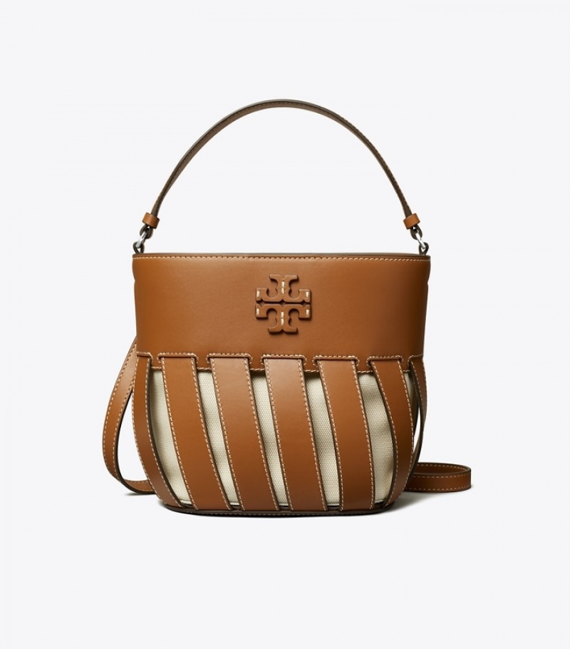 Women's Tory Burch Small Mcgraw Stripe Die-cut Bucket Bags | HTLQCD-729