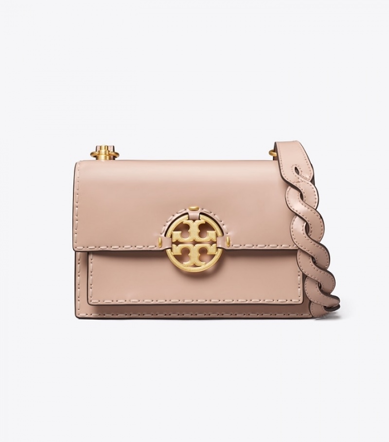 Women's Tory Burch Small Miller Spazzolato Pickstitch Flap Shoulder Bags | PQIKGF-652