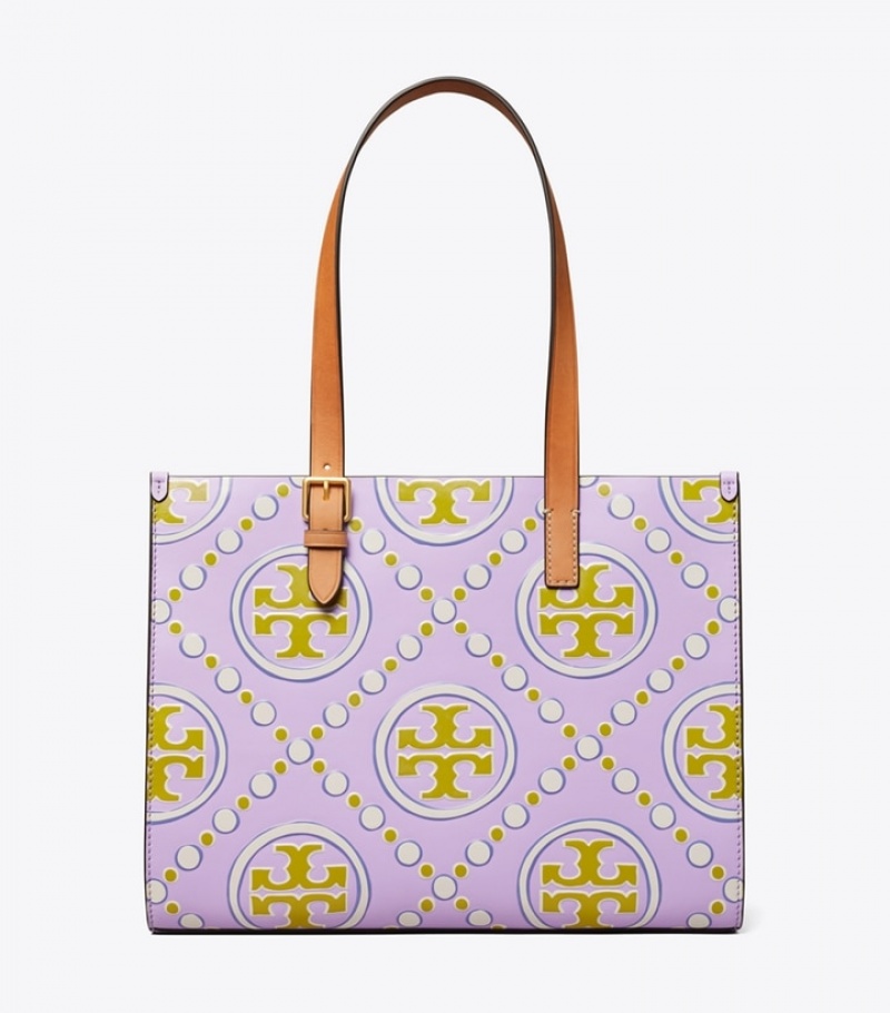 Women's Tory Burch Small T Monogram Contrast Embossed Tote Bags | RYMLJH-635