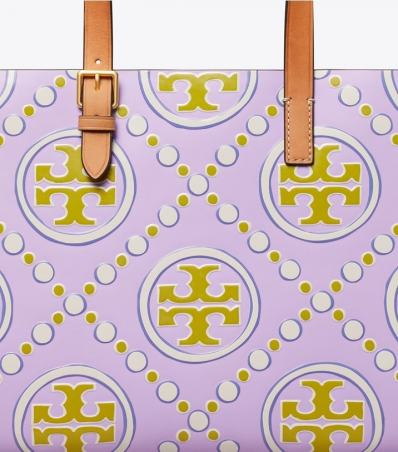 Women's Tory Burch Small T Monogram Contrast Embossed Tote Bags | RYMLJH-635