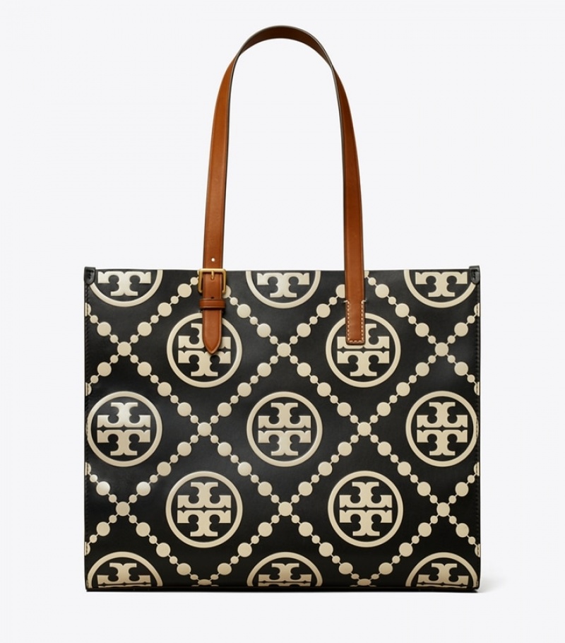 Women's Tory Burch T Monogram Contrast Embossed Tote Bags | ASWVEI-496