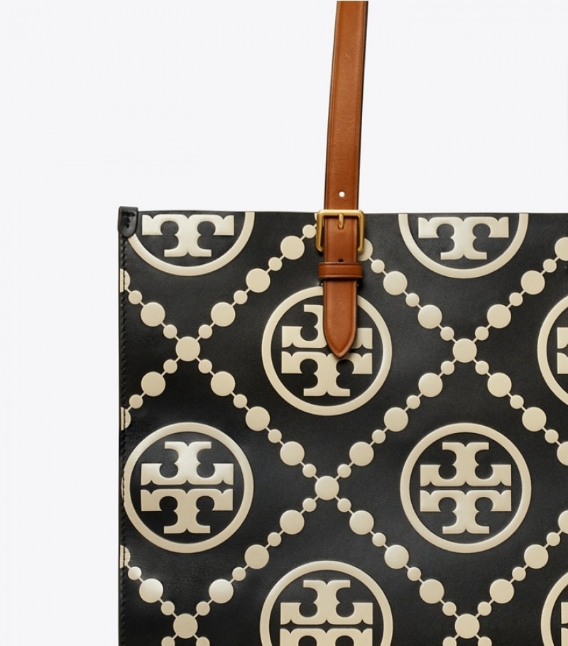 Women's Tory Burch T Monogram Contrast Embossed Tote Bags | ASWVEI-496