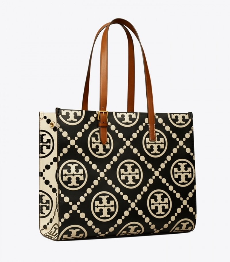 Women\'s Tory Burch T Monogram Contrast Embossed Tote Bags | ASWVEI-496