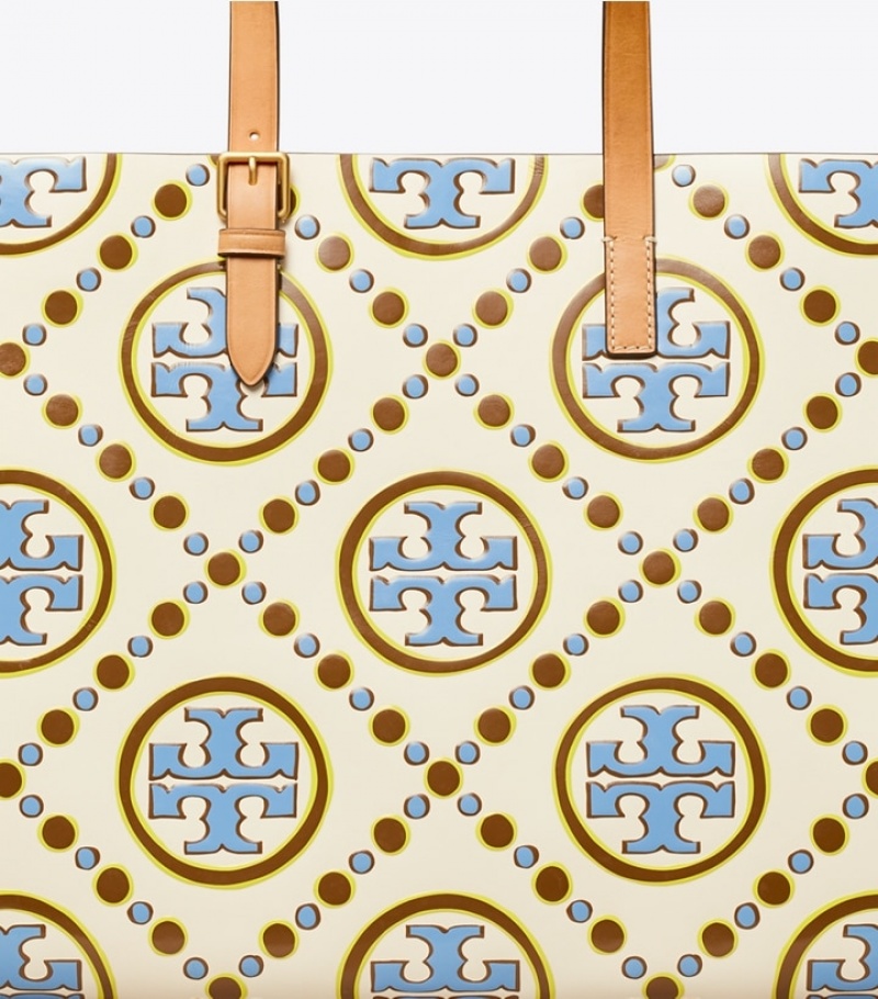 Women's Tory Burch T Monogram Contrast Embossed Tote Bags | SFQZDH-931