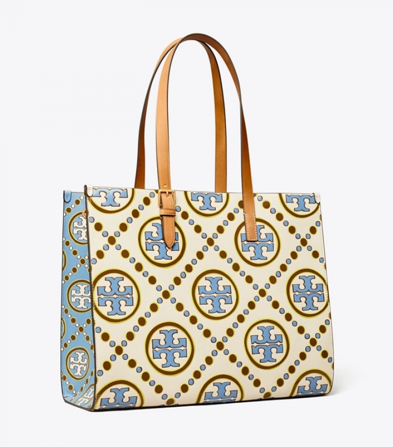 Women\'s Tory Burch T Monogram Contrast Embossed Tote Bags | SFQZDH-931