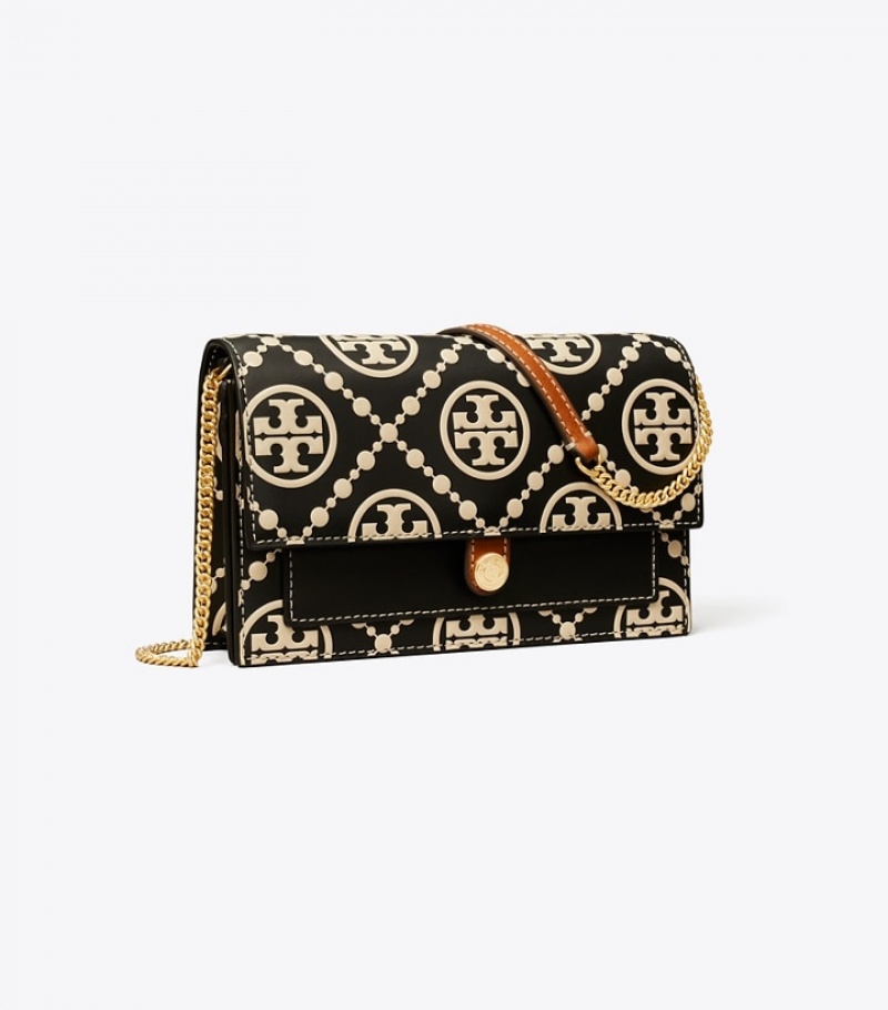 Women\'s Tory Burch T Monogram Contrast Embossed Chain Wallet Mini Bags | SMTRWI-750