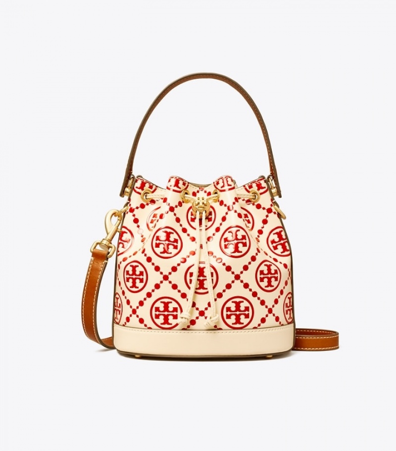 Women's Tory Burch T Monogram Embossed Bucket Bags | GZHJBE-026