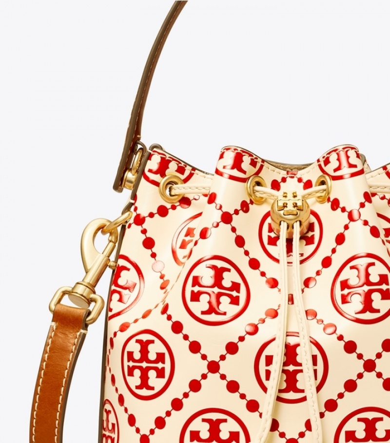 Women's Tory Burch T Monogram Embossed Bucket Bags | GZHJBE-026