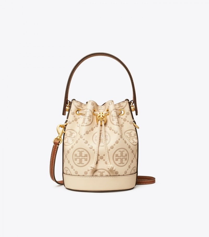 Women's Tory Burch T Monogram Embossed Mini Bucket Bags | GKVOYB-687