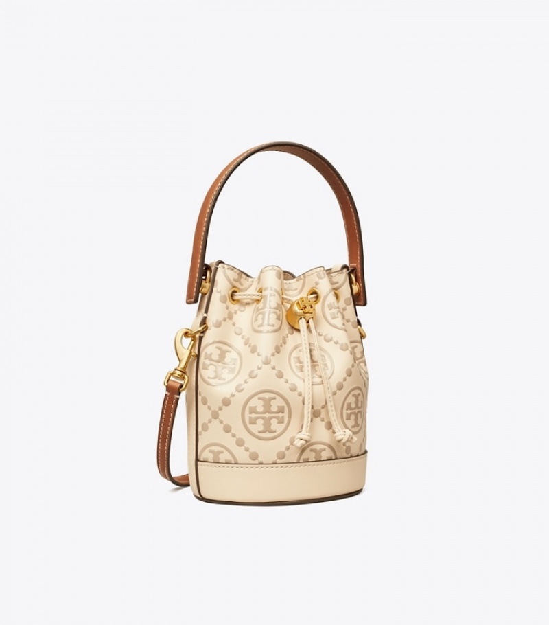 Women\'s Tory Burch T Monogram Embossed Mini Bucket Bags | GKVOYB-687