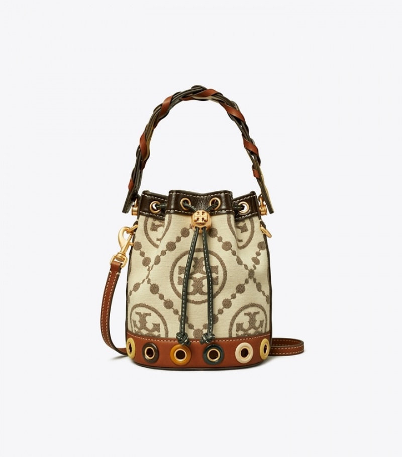 Women's Tory Burch T Monogram Grommet Mini Bucket Bags | CWTFOP-310