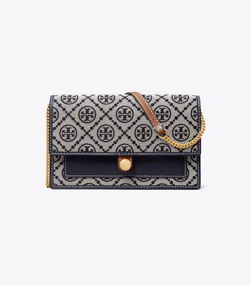 Women's Tory Burch T Monogram Jacquard Wallet Crossbody Mini Bags | GQFAYK-758