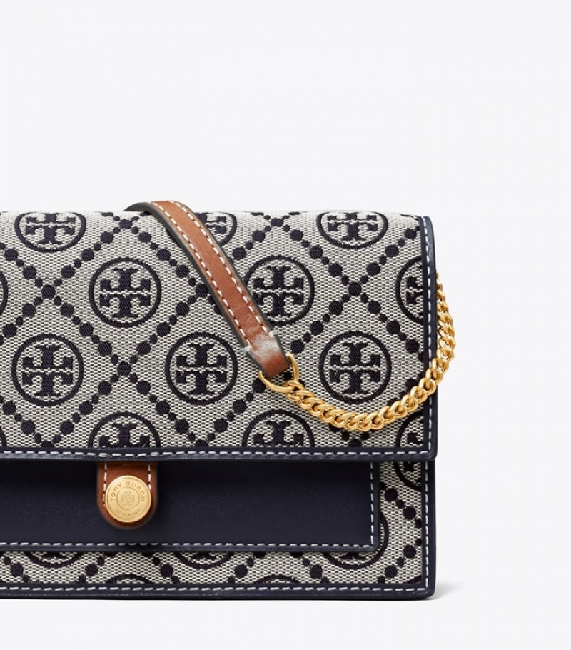 Women's Tory Burch T Monogram Jacquard Wallet Crossbody Mini Bags | GQFAYK-758