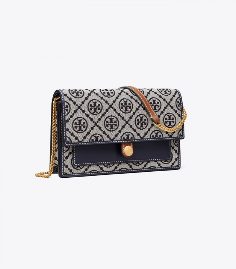 Women\'s Tory Burch T Monogram Jacquard Wallet Crossbody Mini Bags | GQFAYK-758