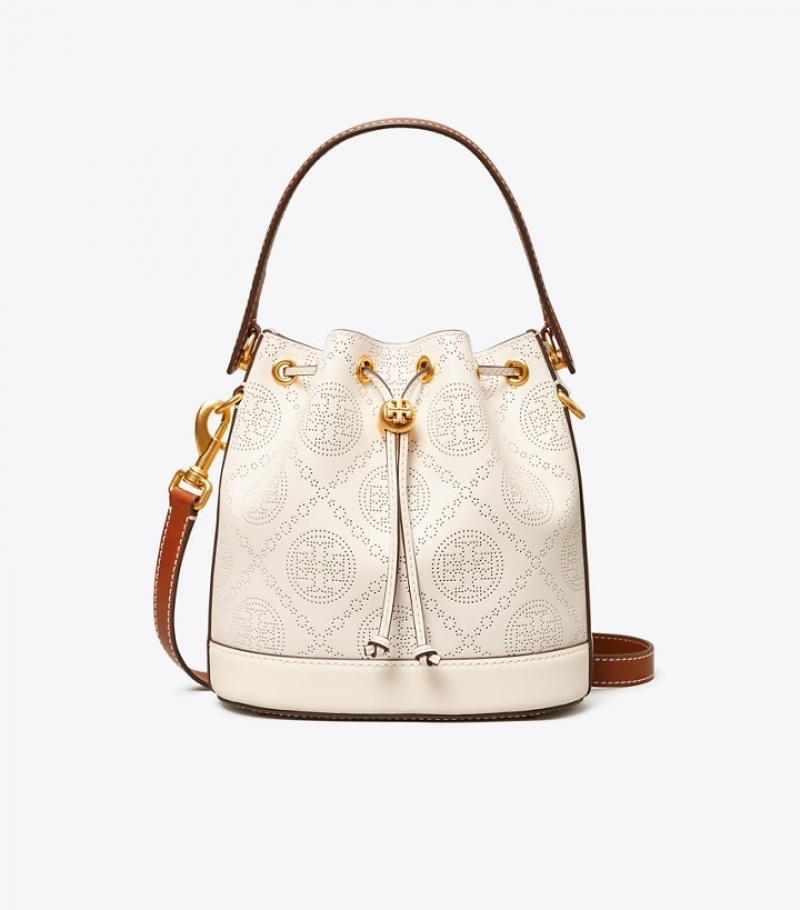 Women's Tory Burch T Monogram Perforated Bucket Bags | VKDGXA-729