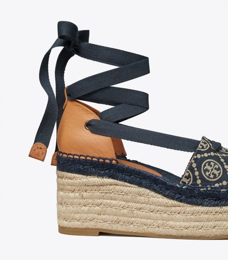 Women's Tory Burch T Monogram Wedge Espadrilles | QJIFSW-691