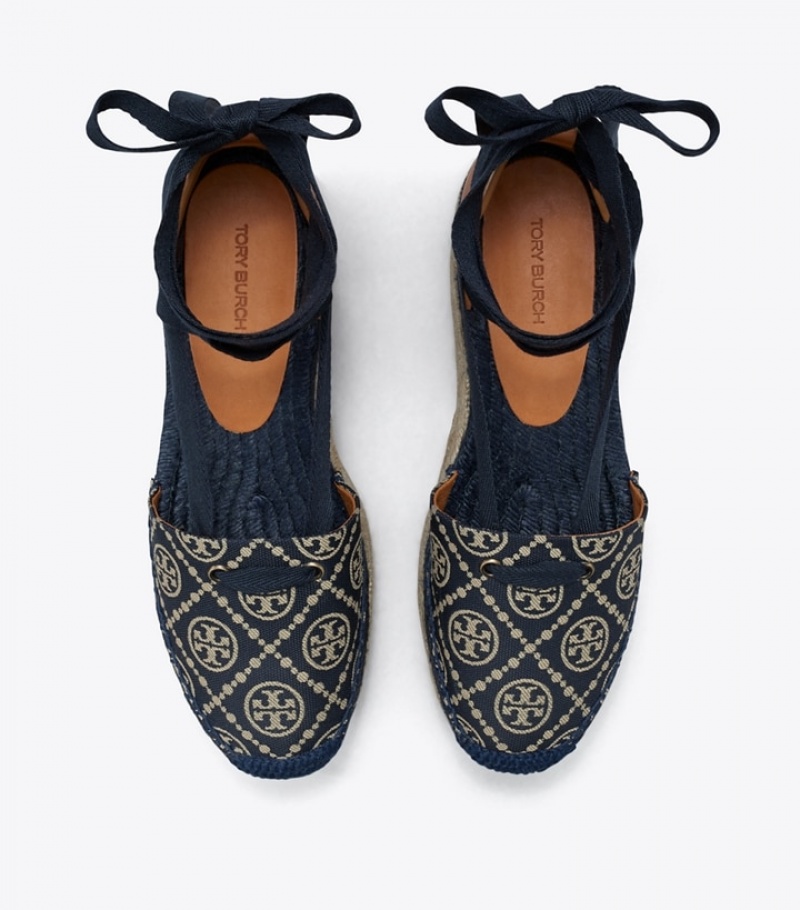 Women's Tory Burch T Monogram Wedge Espadrilles | QJIFSW-691