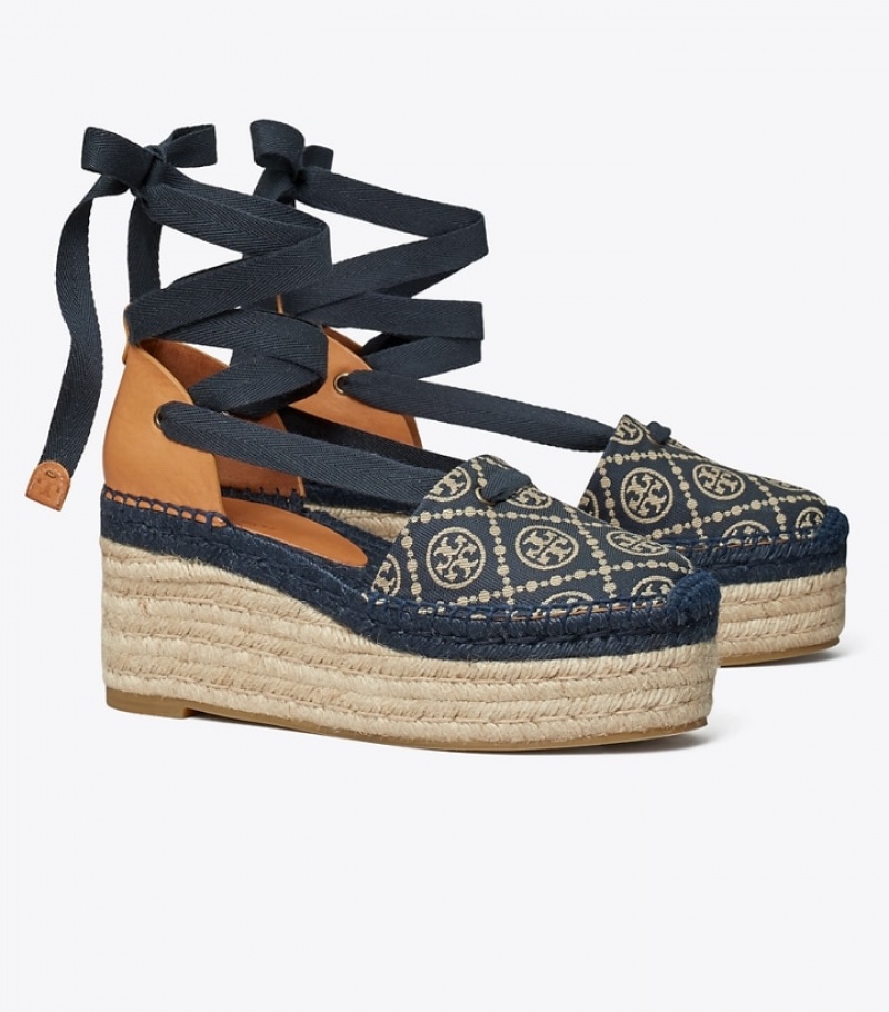 Women\'s Tory Burch T Monogram Wedge Espadrilles | QJIFSW-691