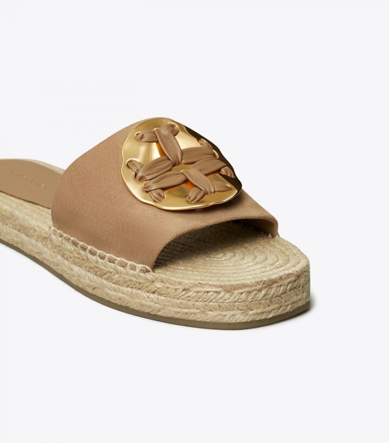 Women's Tory Burch Woven Double T Espadrille Slide | JXETLU-621