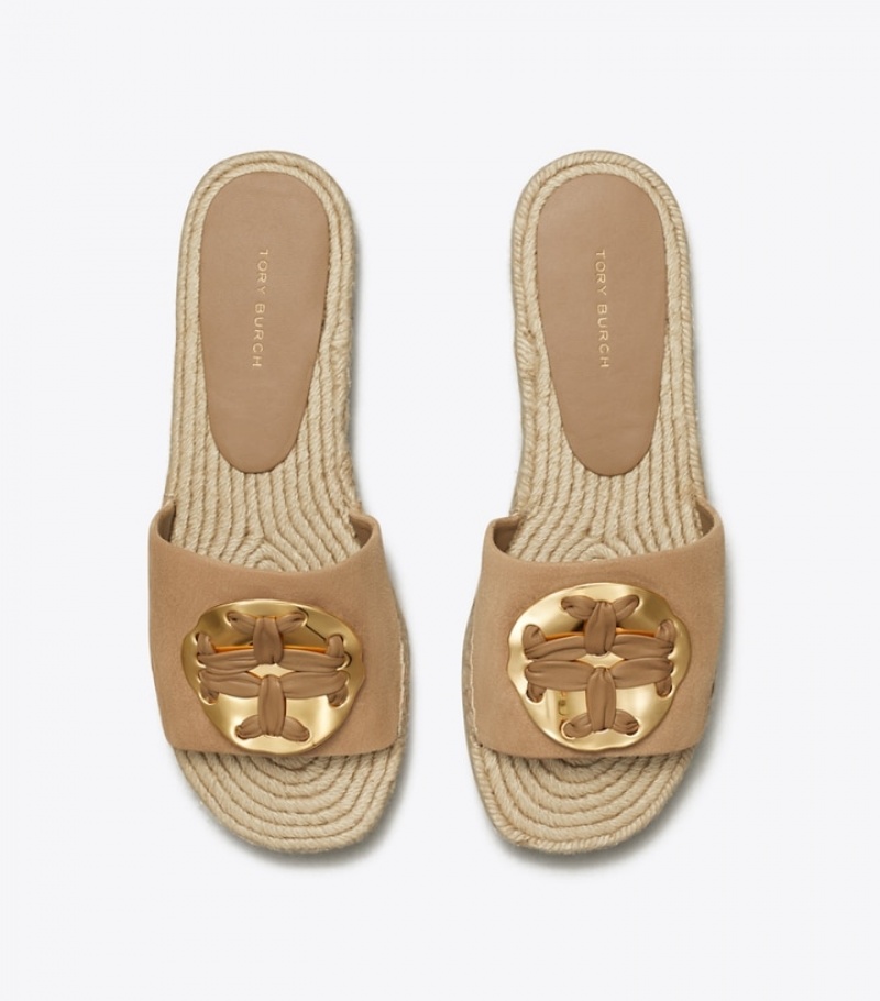 Women's Tory Burch Woven Double T Espadrille Slide | JXETLU-621